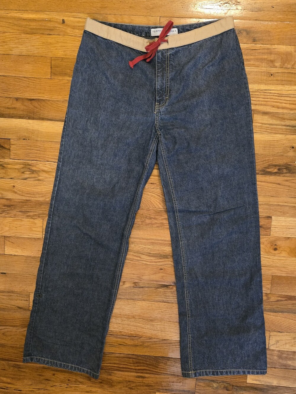 Vintage Tommy Hilfiger Tie Waist Drawstring Baggy Jeans 4 / 6